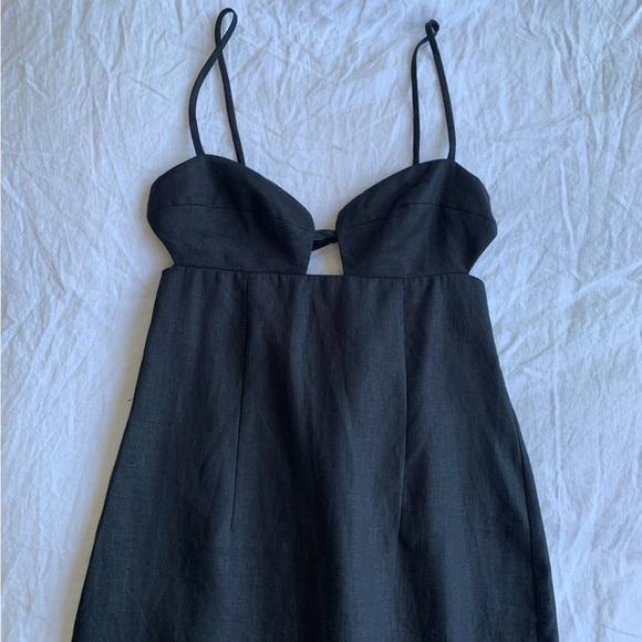 NWT Reformation Malibu Linen Bustier Open Tie Back Slit Maxi Dress - Picture 10 of 15